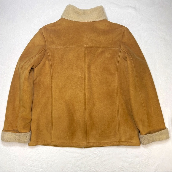 Talbots Women's Faux Shearling Jacket Tan Cream/ Off White Trim Size Large - Picture 3 of 14